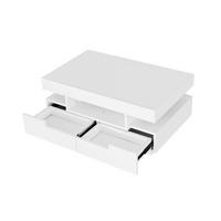 COUCHTISCH DE-127 Hochglanz mit LED-Lichtleiste Weiß - Weiß, Holzwerkstoff (50/80/36cm) - ComfortXL