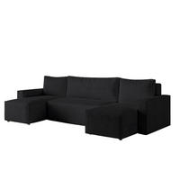 ECKSOFA LIVIO U mit Schlaffunktion und Bettkasten – Moderne Wohnlandschaft in U-Form (POSO 135) - Schwarz, Holz (300/90/142cm) - Dekori_Interiors