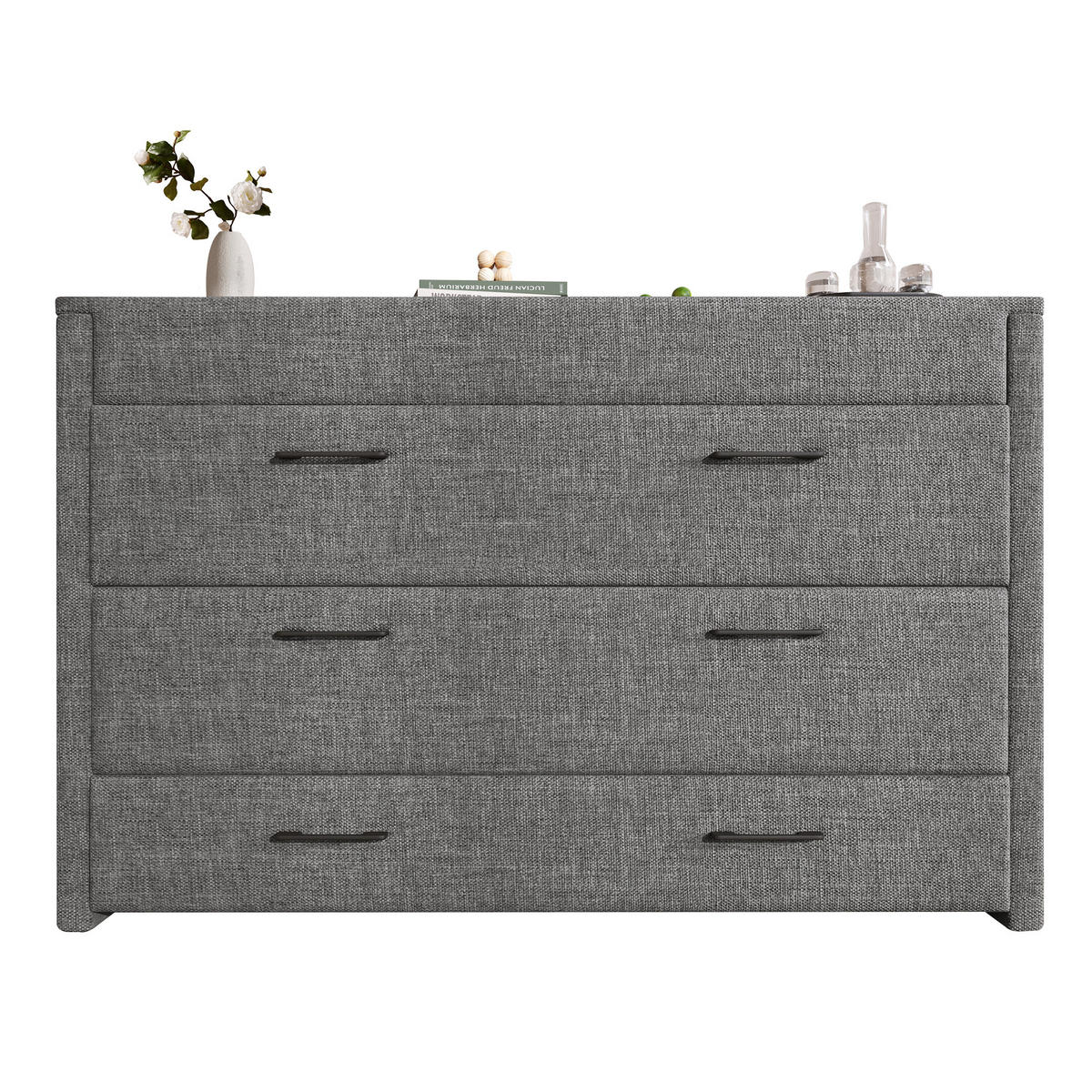 SCHRANKBETT 140/200 cm in Grau Leinen mit Schublade, USB und Type-C - Grau, Holz/Holzwerkstoff (140/200cm) - WISHDOR