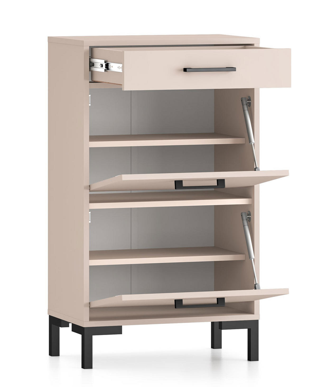 SCHUHSCHRANK Oiven Cashmere 55 / 34 / 94cm - Kaschmir/Creme, Holz/Holzwerkstoff (55/94/34cm) - Feldmann-Wohnen