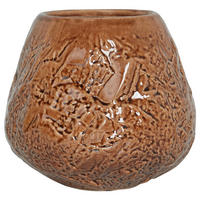 BLUMENVASE Steinzeug braun Betta - Braun, Stein (22cm) - Beliani