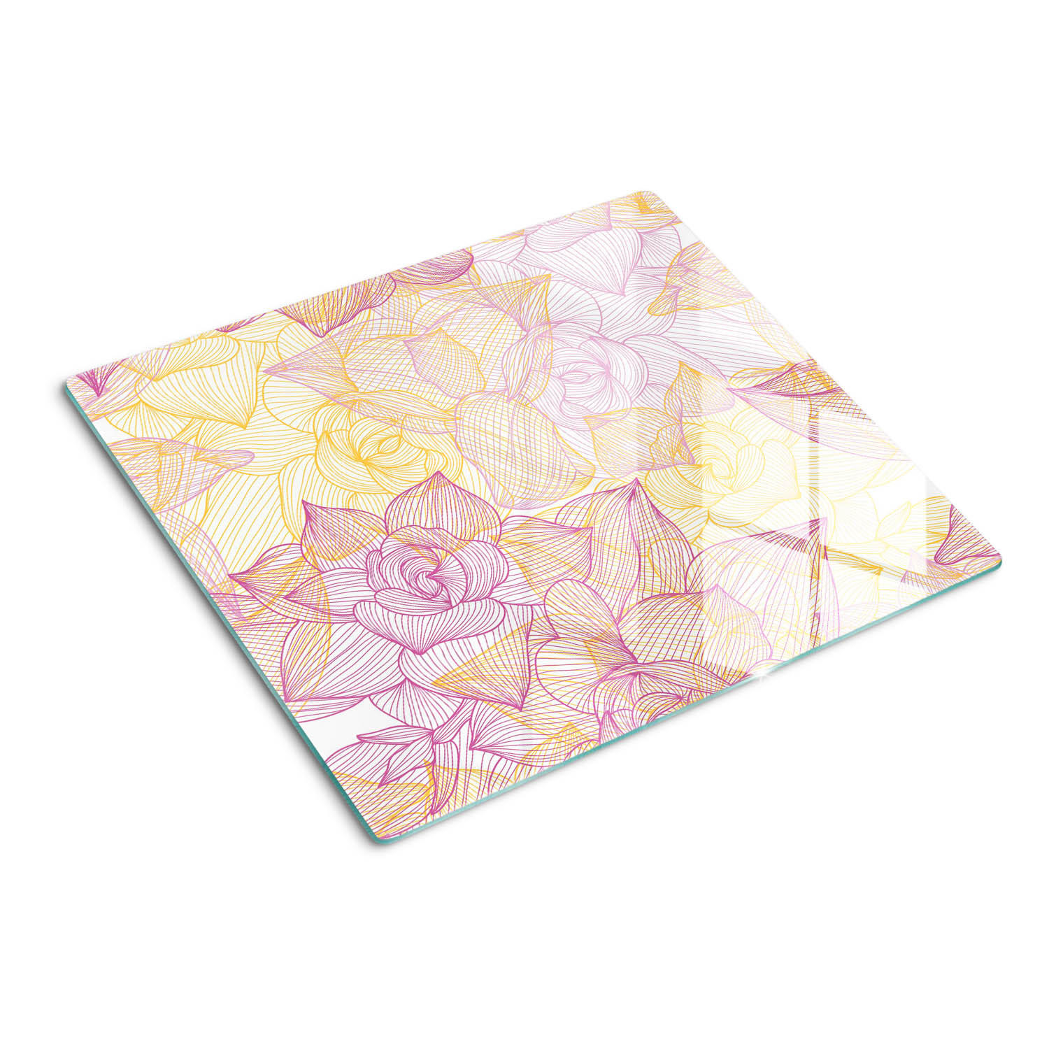 GLASPLATTE 60x52 cm Blumenmuster - Lila, Glas (60/0.4/52cm) - TULUP
