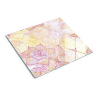 GLASPLATTE 60x52 cm Blumenmuster - Lila, Glas (60/0.4/52cm) - TULUP