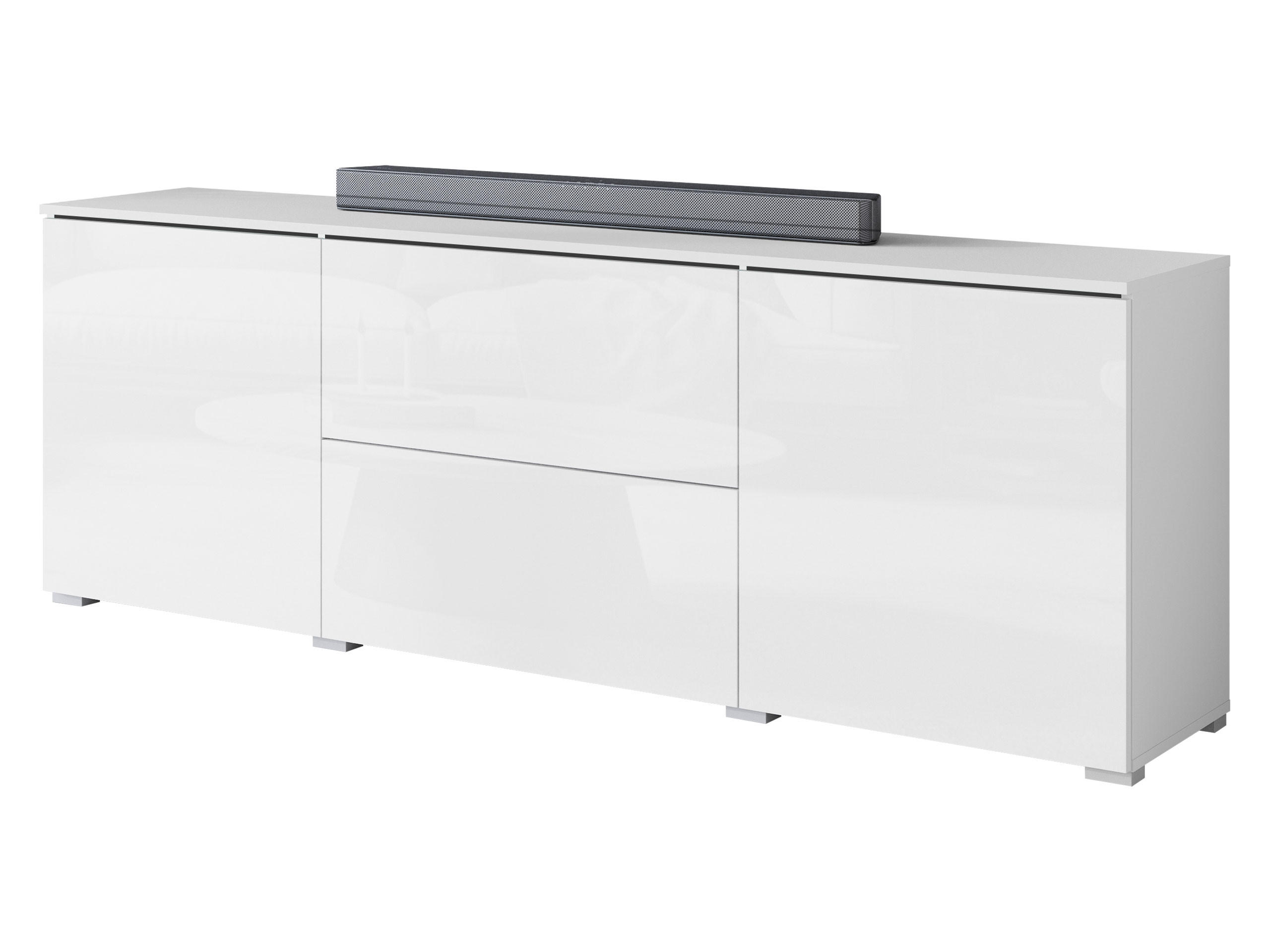 TV-LOWBOARD Vera 180 - Weiß Hochglanz/Silberfarben, Holzwerkstoff/Kunststoff (180/62/35cm) - MIRJAN24