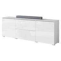 TV-LOWBOARD Vera 180 - Weiß Hochglanz/Silberfarben, Holzwerkstoff/Kunststoff (180/62/35cm) - MIRJAN24