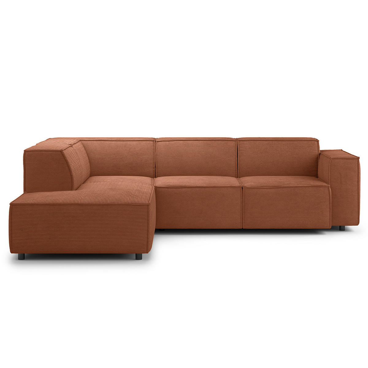 ECKSOFA mit Ottomane - Schwarz/Braun, Kunststoff/Textil (260/234cm) - home24