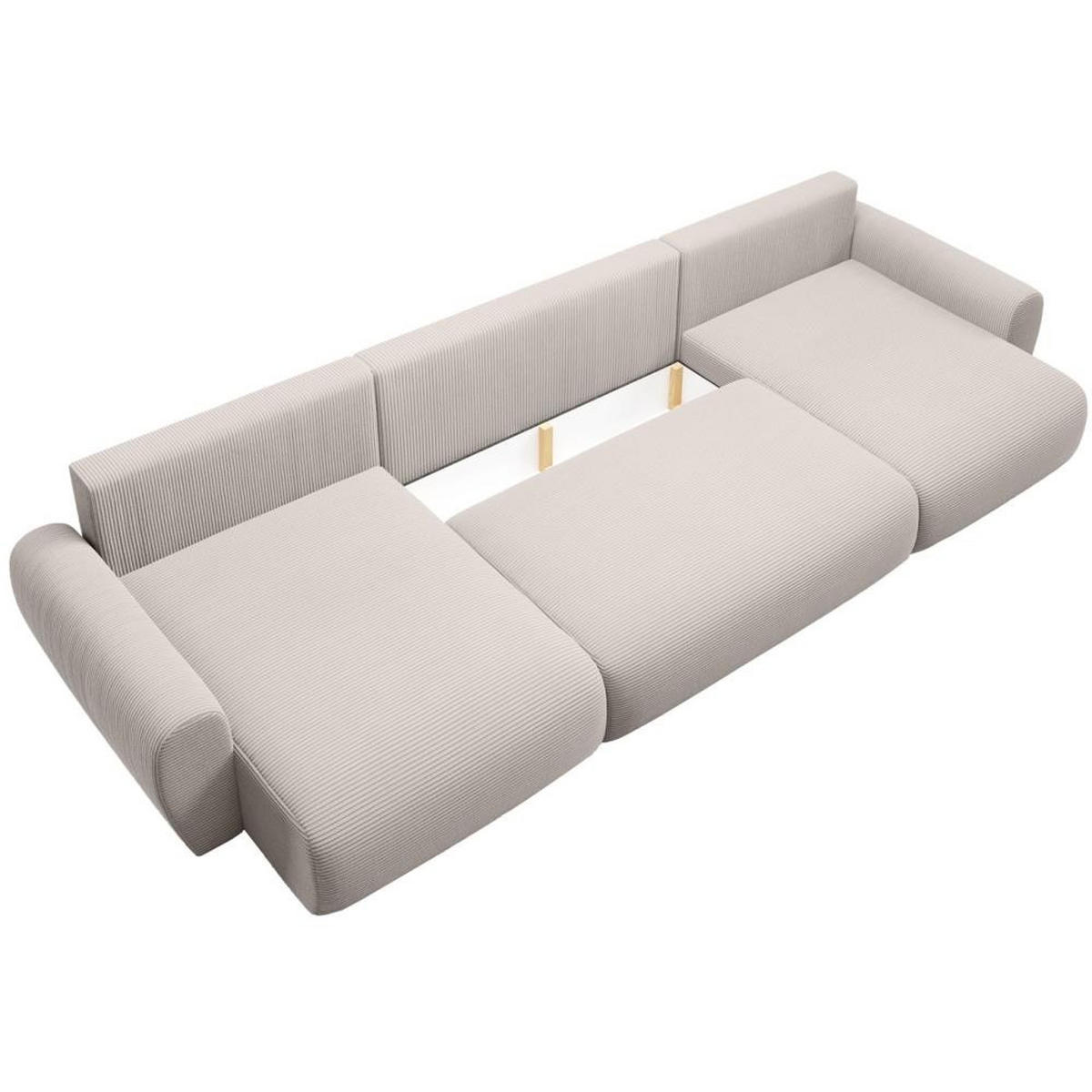 WOHNLANDSCHAFT mit Schlaffunktion Poss U beige - Beige, Textil (395/70/153cm) - Beautysofa