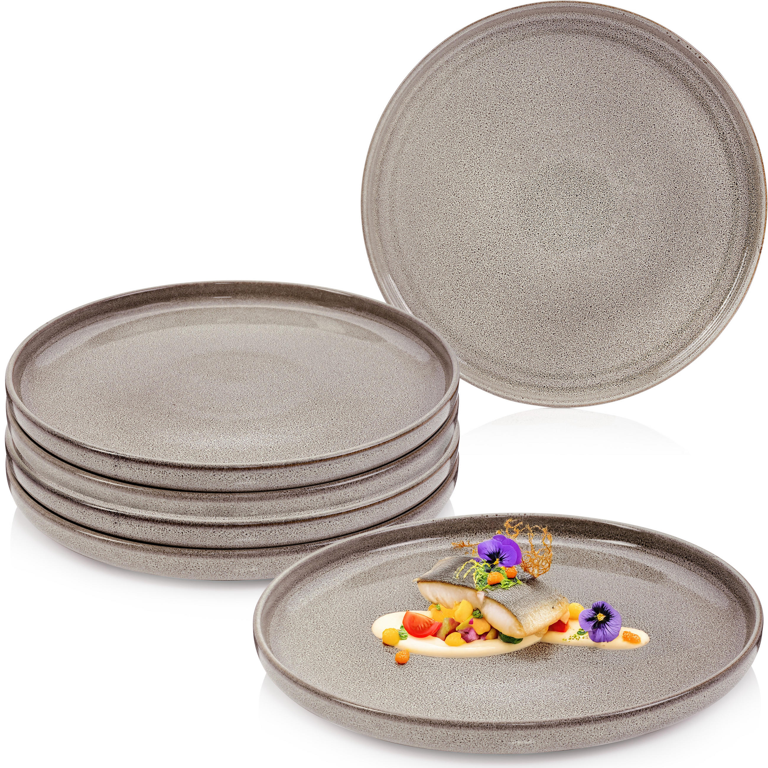SPEISETELLER SET KAIRO CLAY - 6 teilig aus Steingut - Grau, Keramik (35cm) - Sänger