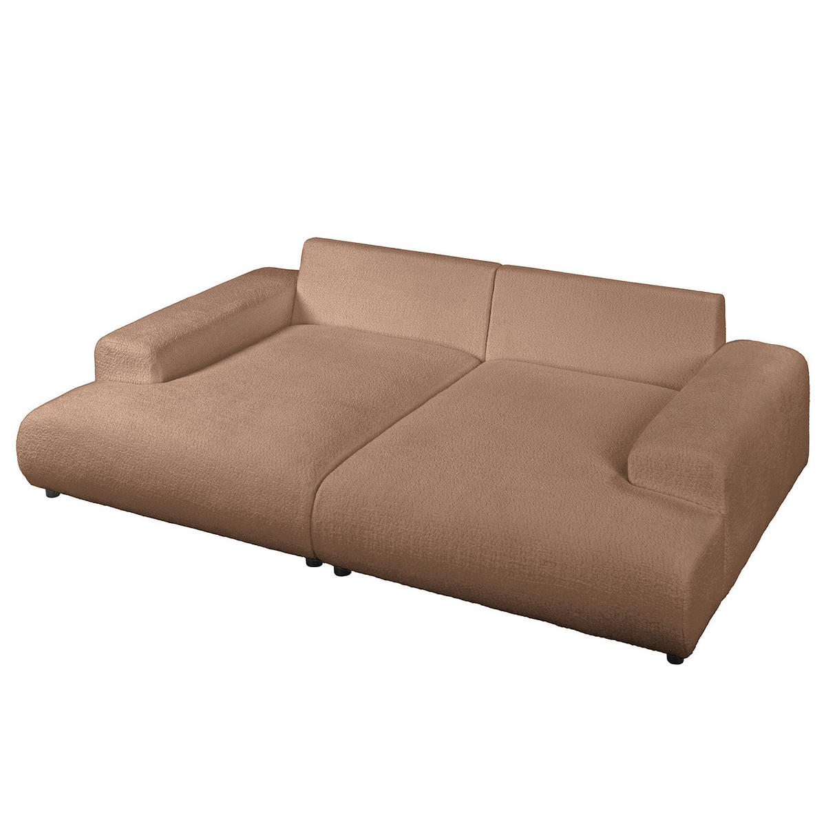 BIGSOFA - Hellbraun/Schwarz, Kunststoff/Textil (237/79/144cm) - home24