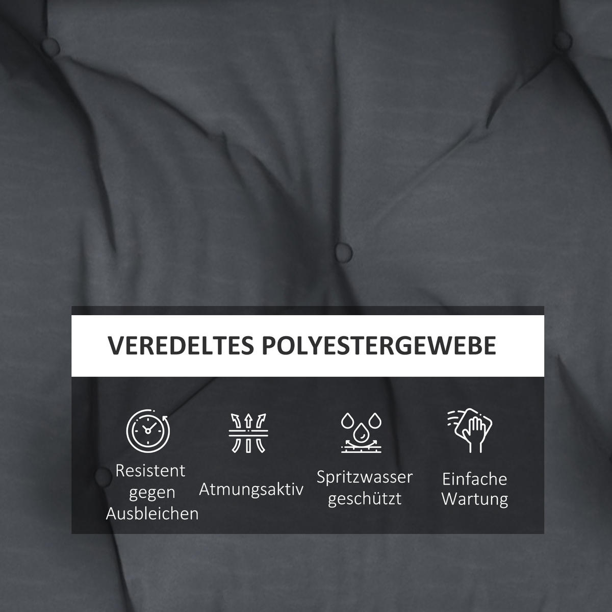 SITZKISSEN, Polyesterstoff, Dunkelgrau - Dunkelgrau, Kunststoff (60/15/120cm) - Outsunny