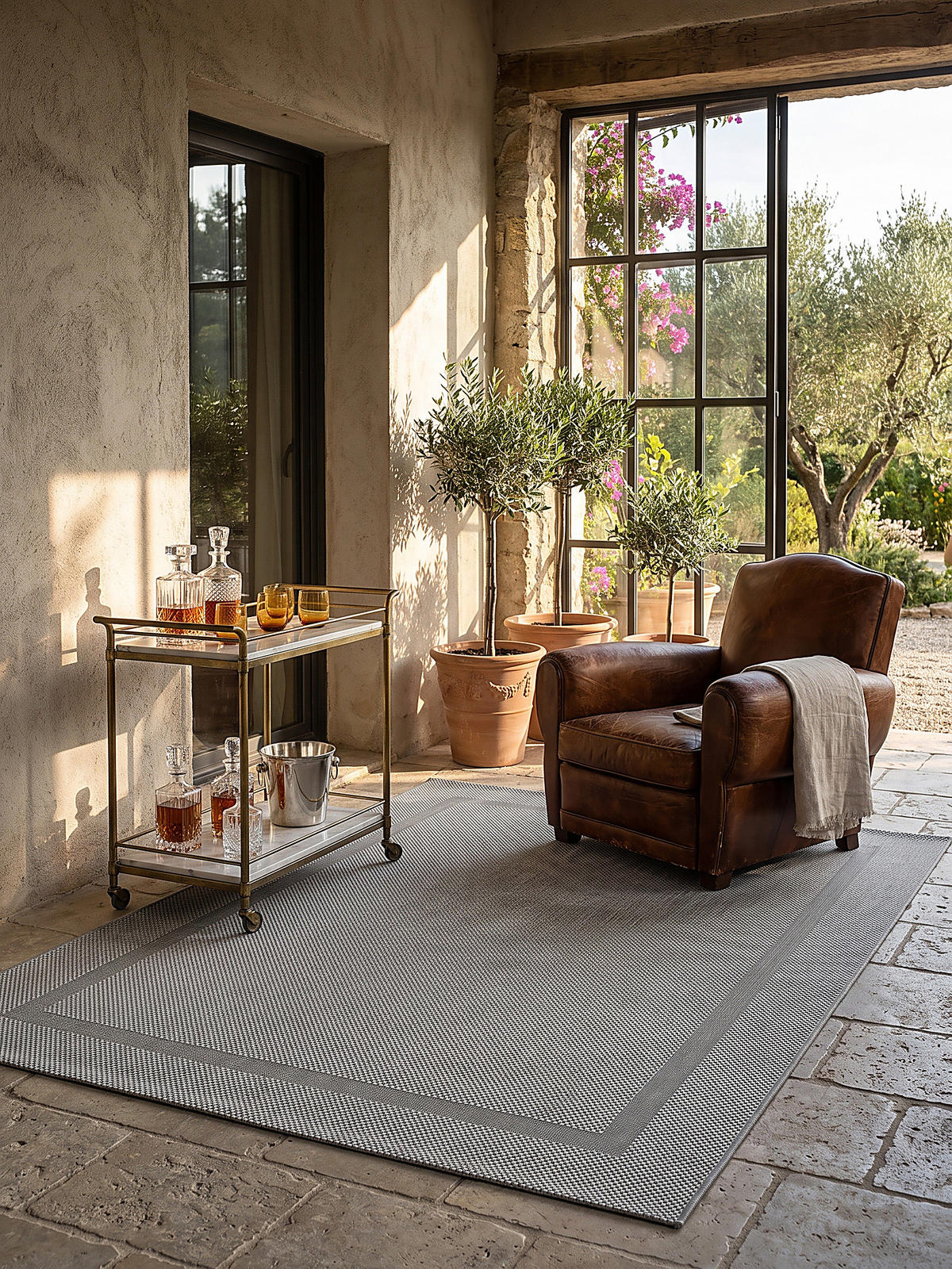 FLACHWEBTEPPICH Bordüre BORNO Polypropylen Grau 140 x 200 cm - Grau, Textil (140/200cm) - KADIMA DESIGN