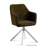 ARMLEHNSTUHL (2er-Set) Dorrie 57x87x60 Edelstahl/Khaki - Dunkelgrün/Edelstahlfarben, Kunststoff (60/87/57cm) - 58aufmkessel