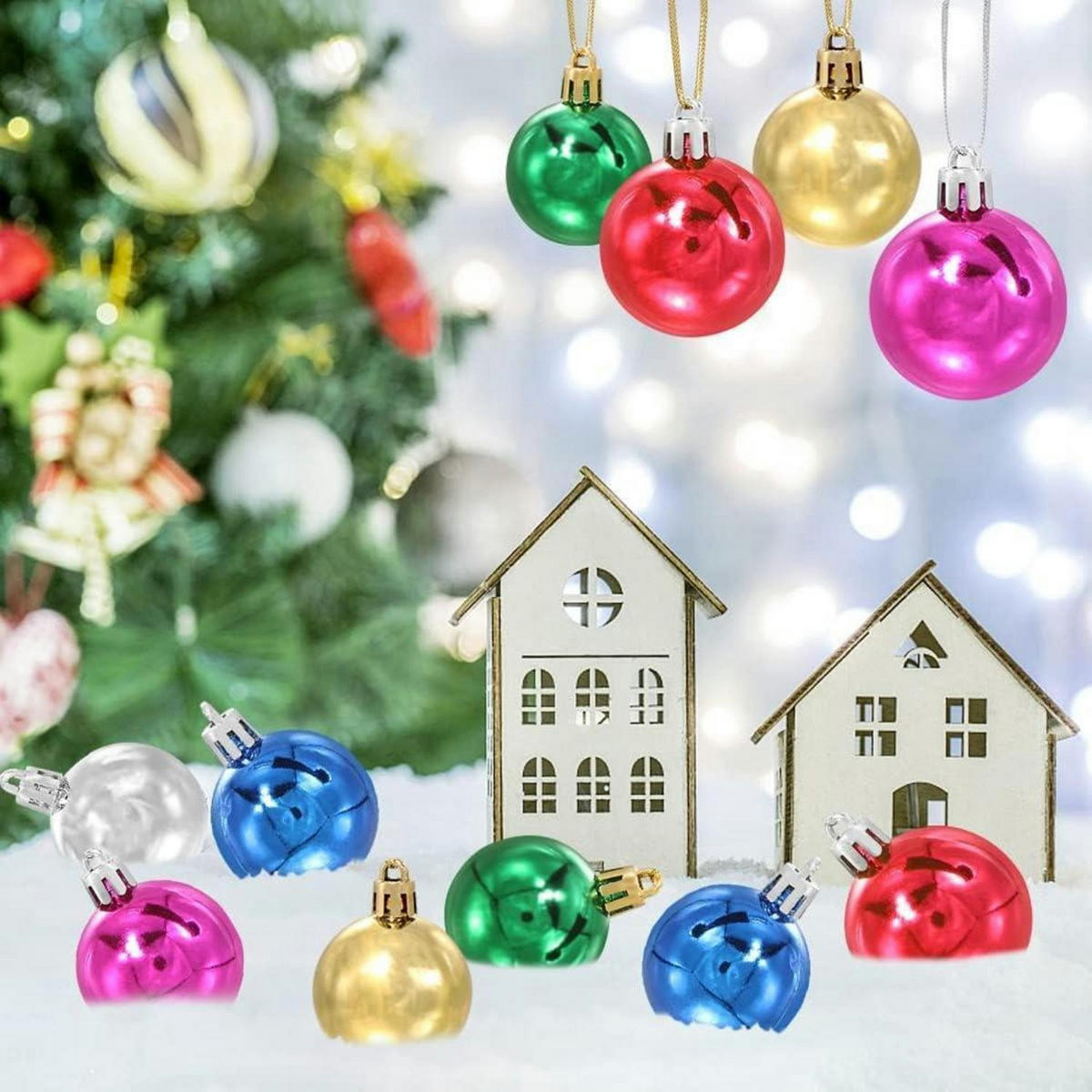 WEIHNACHTSKUGELN 36 Stück Set Kunststoff 4 cm Bunt - Multicolor, Kunststoff (4/4/4cm)
