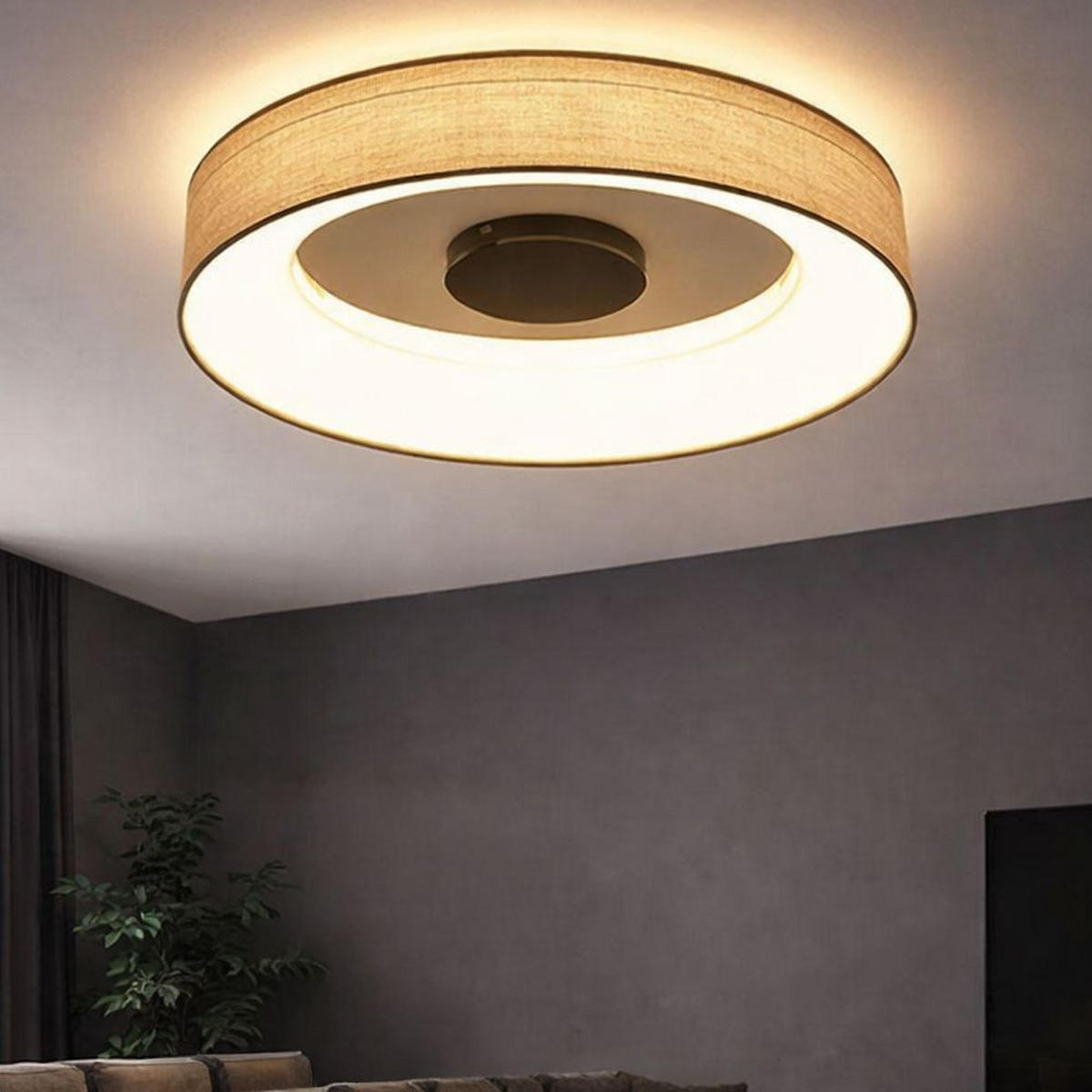 LED DECKENLEUCHTE Textil Grau Metall - Grau, Metall (46.8/46.8/9.8cm) - Globo Lighting