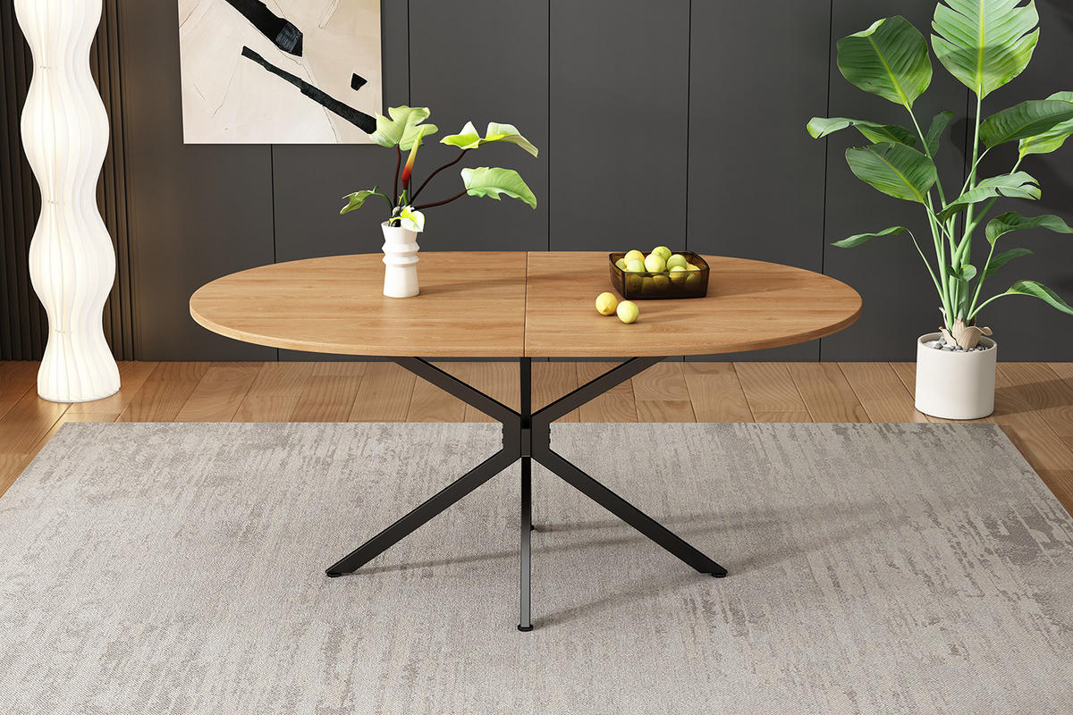 ESSTISCH 120/80/75,5 cm oval Natur mit Metallbeinen stabil für 4-6 Personen - Naturfarben, Holzwerkstoff (80/120/75.5cm) - OKWISH