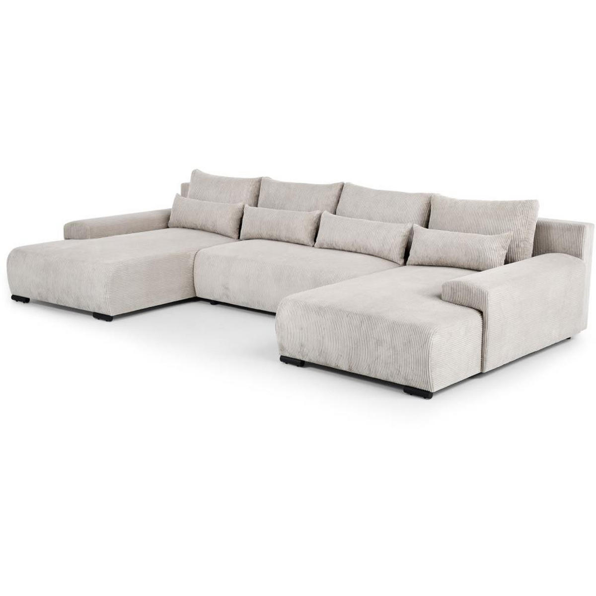 WOHNLANDSCHAFT Benny U beige - Beige/Schwarz, Textil/Metall (350/85/186cm) - Beautysofa