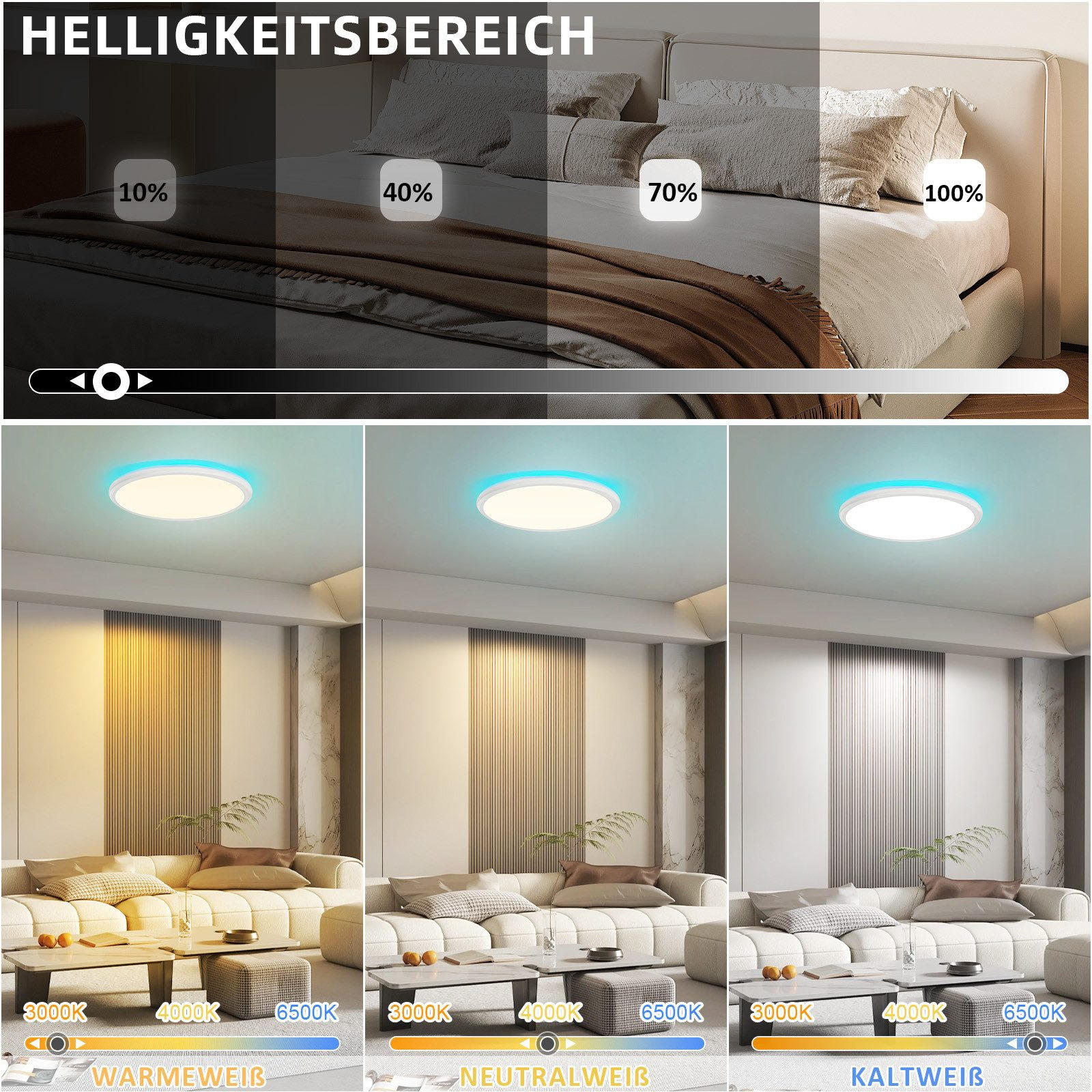 Thumbnail - Nettlife Led-Deckenleuchte, Weiß, Kunststoff, 30x2.7x30 cm, Lampen & Leuchten, Innenbeleuchtung, Deckenleuchten