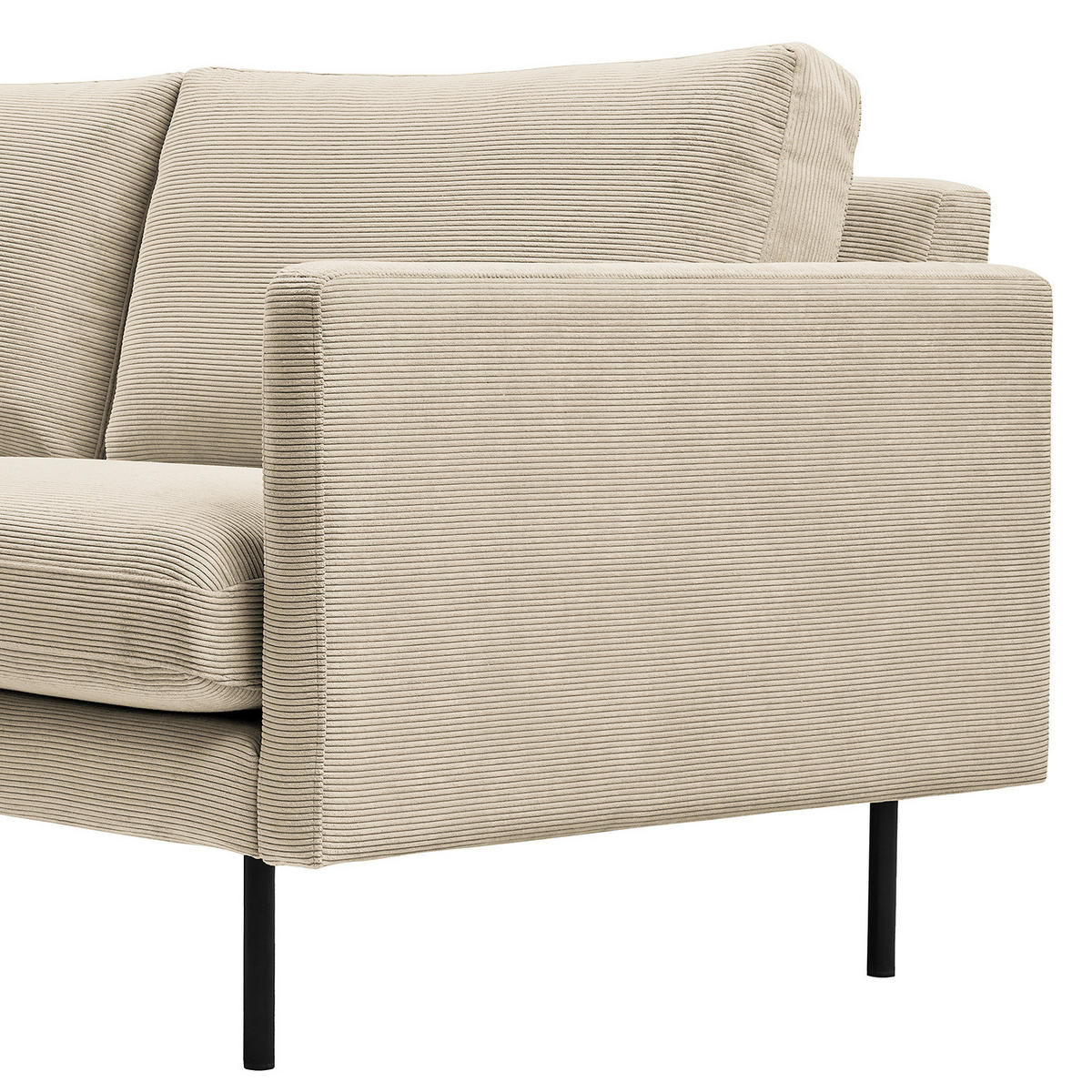 ECKSOFA mit Longchair - Creme, Textil/Metall (262/156cm) - home24