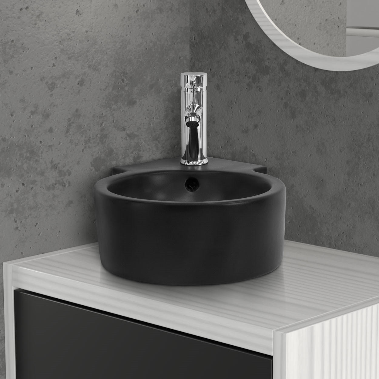 WASCHBECKEN - Schwarz, Keramik (36/13/45cm) - ML-DESIGN