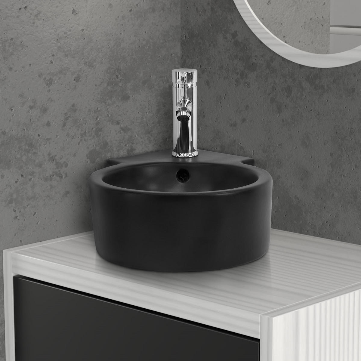 WASCHBECKEN - Schwarz, Keramik (36/13/45cm) - ML-DESIGN