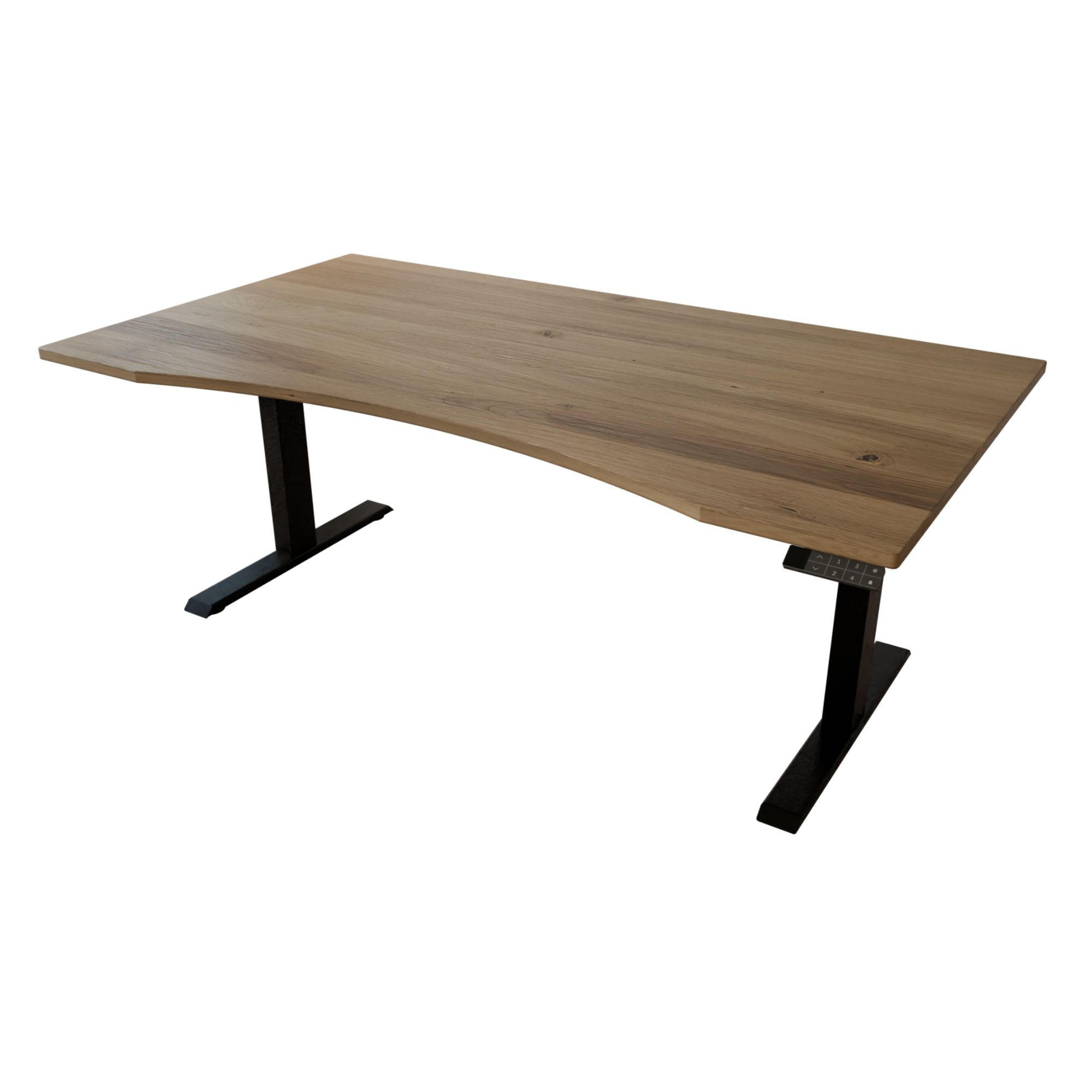 SCHREIBTISCH 180/100/65 - 130 cm elektrisch höhenverstellbar aus Wildeiche ergonomisch - Schwarz/Braun, Holz (100/180/65cm) - MeinMassivholz