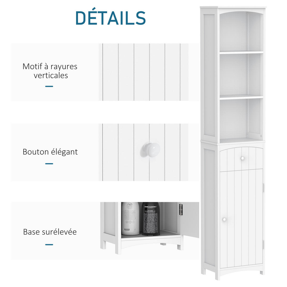 HOCHSCHRANK DE-12329 34/24/170 cm Weiß - Weiß, Holzwerkstoff (24/170/34cm) - ComfortXL