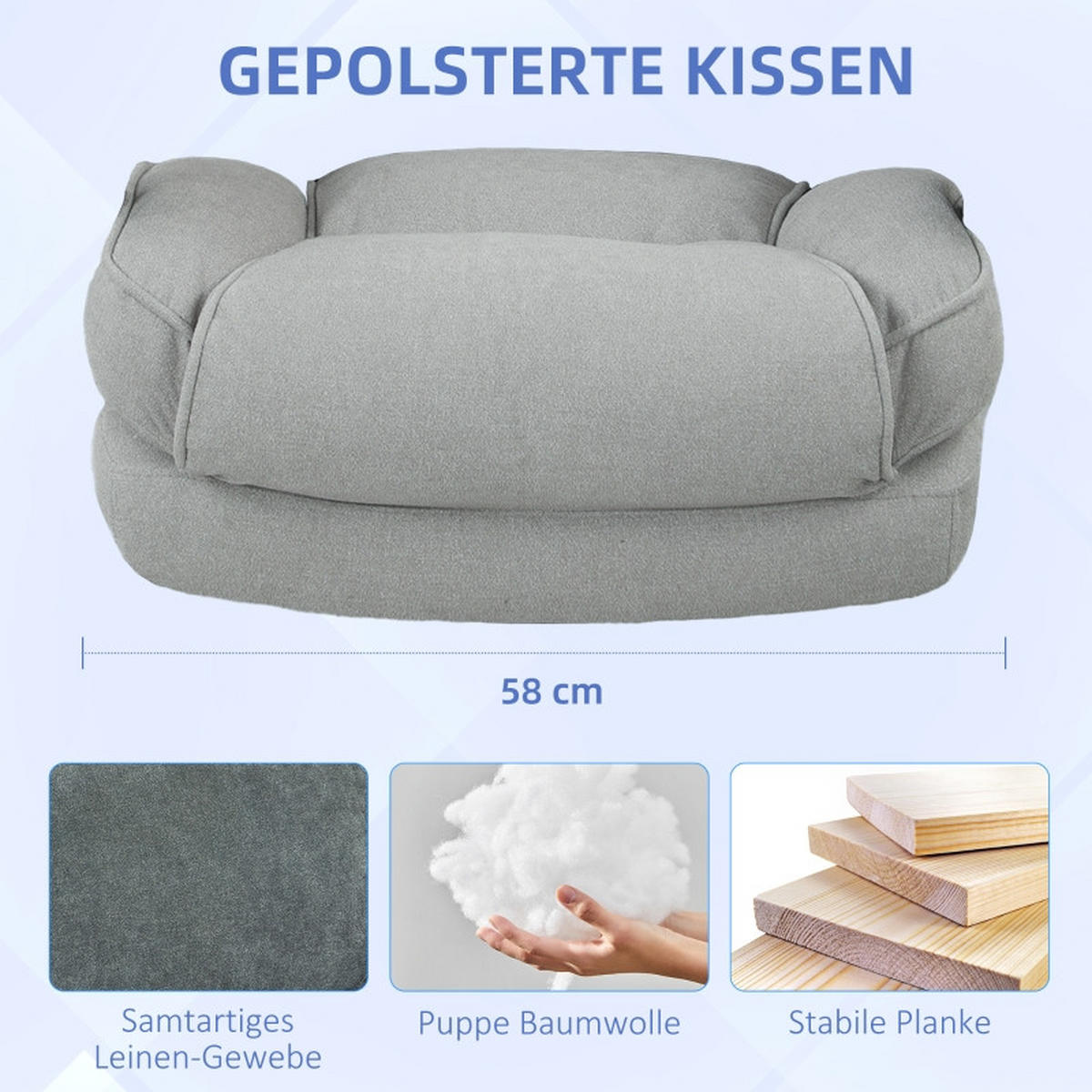 DREHSTÜHLE XXL höhenverstellbar Stoff Hellgrau - Grau, Metall (68.5/125/79cm) - SHOPENTRA