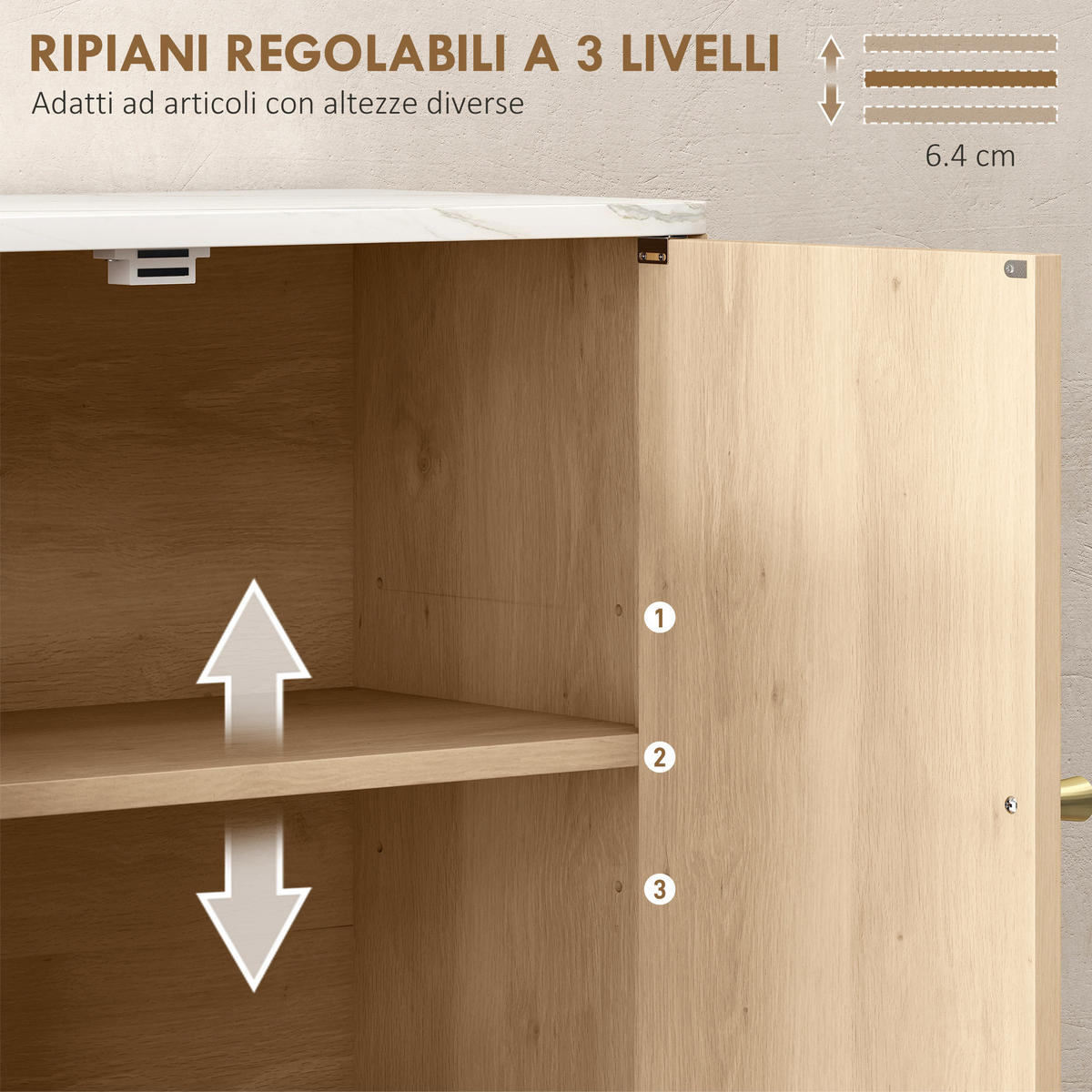 HÄNGESCHRANK Eiche 1 Stück - Beige, Kunststoff (60/70/18cm) - GiPP