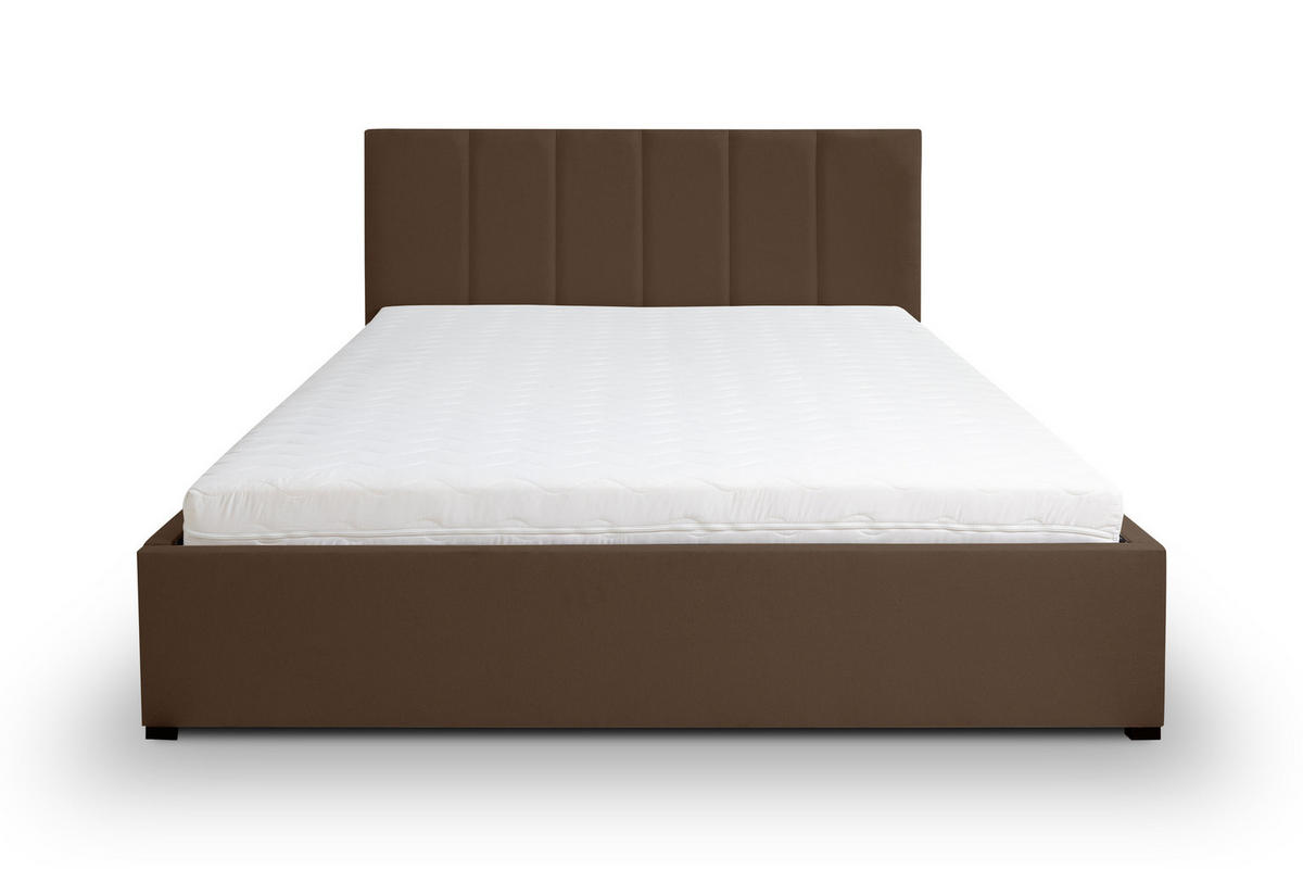 POLSTERBETT LISA mit Kopfteil, 160 x200 cm, Doppelbett mit Bettkasten und Lattenrost aus Velourstoff, Velourstoff, Frabe: Braun - Braun, Holz/Kunststoff (160/200cm) - VENASI MÖBEL