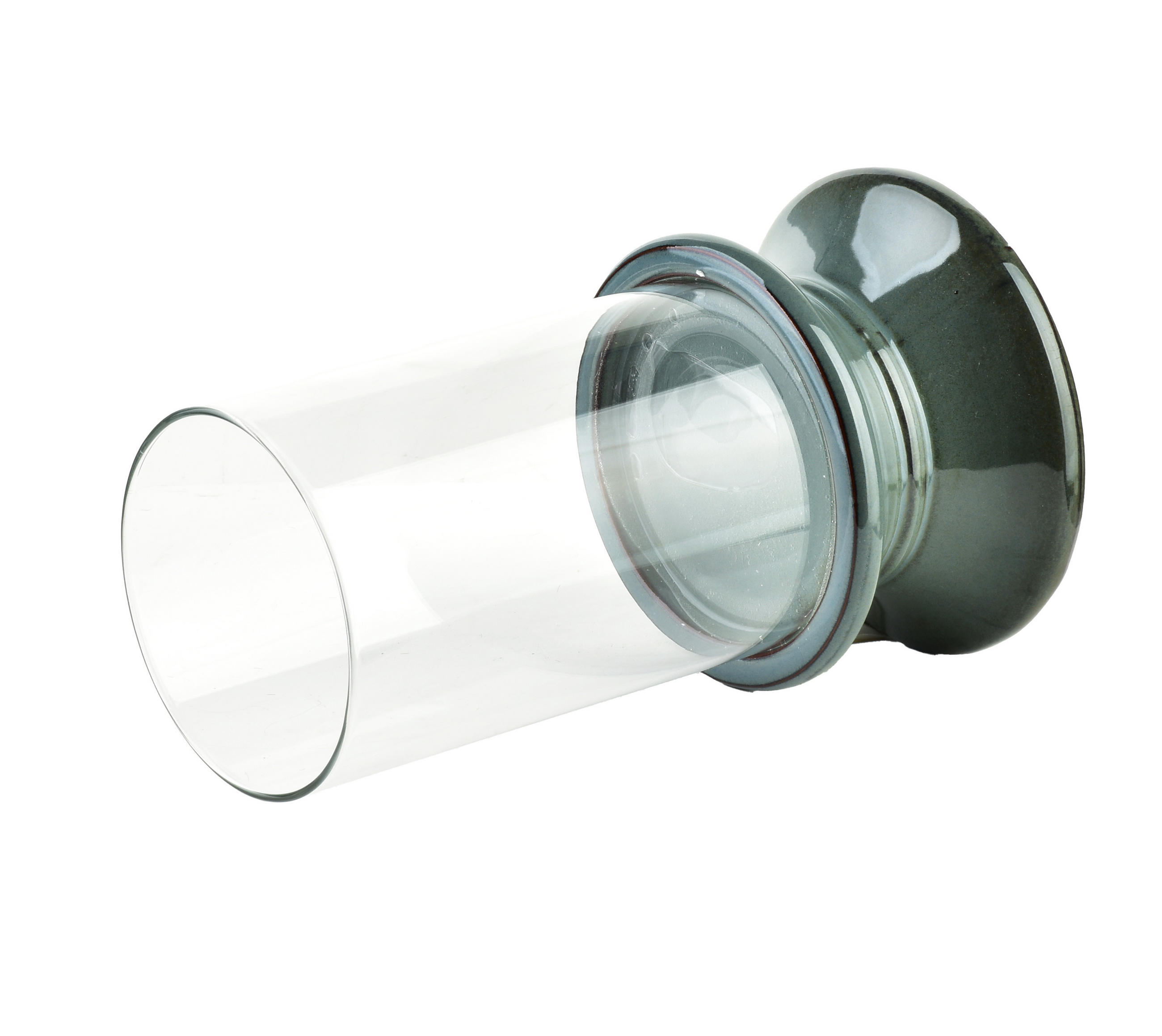 KERZENHALTER Evam Blau 14.5/14.5/24 cm Keramik und Glas - Blau, Keramik (14.5/24/14.5cm) - Mondex
