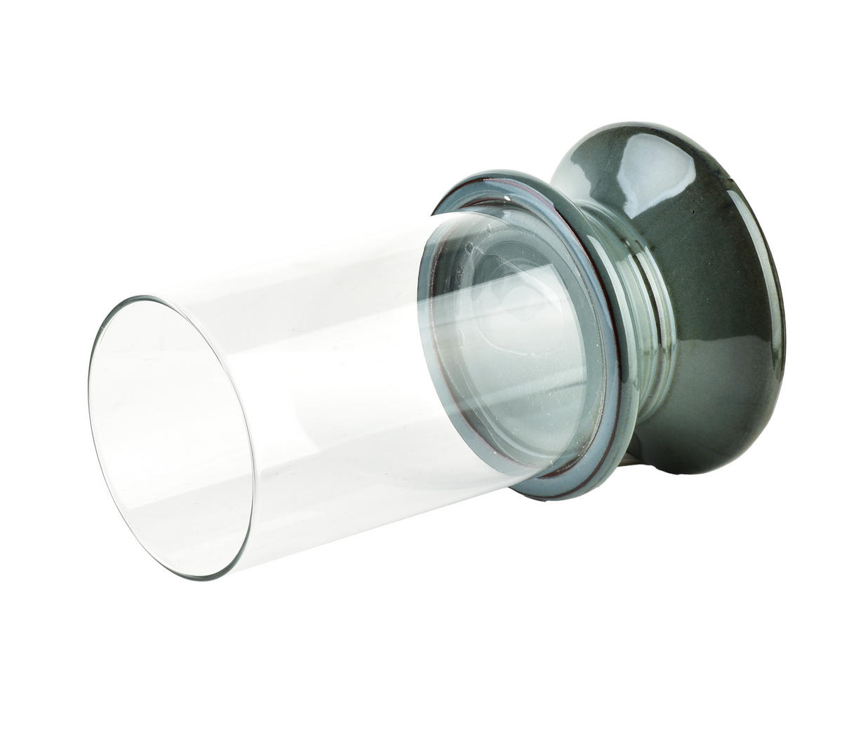 KERZENHALTER Evam Blau 14.5/14.5/24 cm Keramik und Glas - Blau, Keramik (14.5/24/14.5cm) - Mondex
