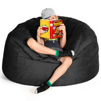 RIESEN-SITZSACK XXL JUMBO Velours 4ft - Schwarz, Textil (120/70/120cm) - Green Bean