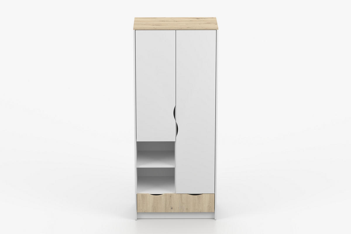 KINDERKLEIDERSCHRANK JUMI 80/193/50 cm in Weiß/Eiche Artisan - Weiß/Eiche Artisan, Holzwerkstoff (80/193/50cm) - Deine Möbel 24