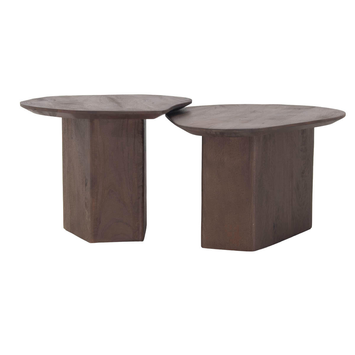 BEISTELLTISCH organisch 2er Set aus Mangoholz 70x60x35cm, braun - Braun, Holz (70/60/35cm) - Giga Meubel