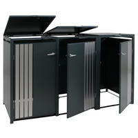 MÜLLTONNENBOX 3er mit Deckel HxBxT 122x200x84cm Anthrazit Edelstahl - Anthrazit, Metall (200/122/84cm) - PROREGAL