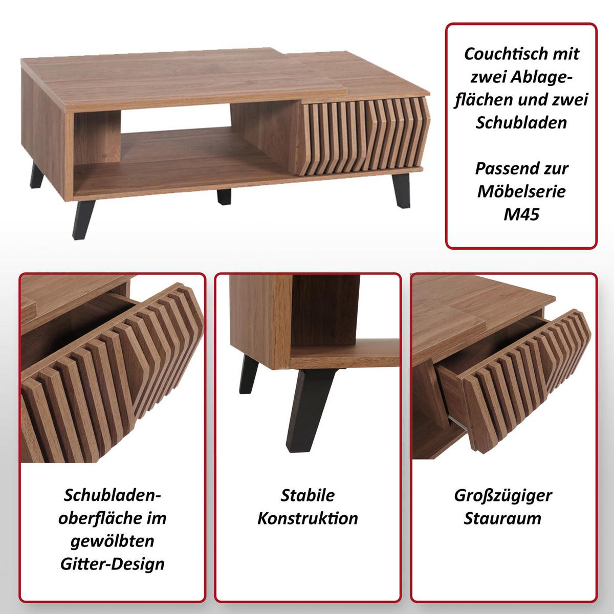COUCHTISCH rechteckig Braun - Braun, Holz (65/120/44cm) - MCW