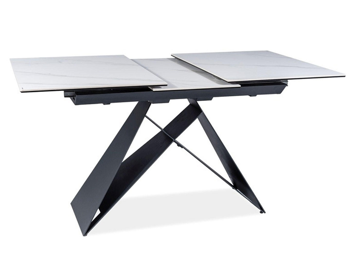 ESSTISCH Westin Weiß Marmor / Schwarz Matt 120-160 / 80 / 76cm - Schwarz/Weiß, Holz/Keramik (80/160/76cm) - Feldmann-Wohnen