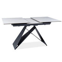 ESSTISCH Westin Weiß Marmor / Schwarz Matt 120-160 / 80 / 76cm - Schwarz/Weiß, Holz/Keramik (80/160/76cm) - Feldmann-Wohnen