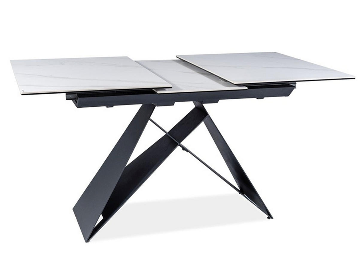 ESSTISCH Westin Weiß Marmor / Schwarz Matt 120-160 / 80 / 76cm - Schwarz/Weiß, Holz/Keramik (80/160/76cm) - Feldmann-Wohnen