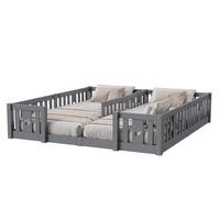 POLSTERBETT 90x200cm grau Massivholz, Sicherheitsgitter, niedriger Rahmen - Grau, Holz
