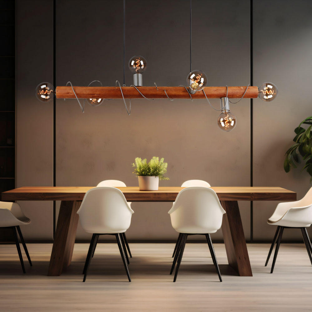 HÄNGELEUCHTE ALICE Holz Braun - Braun, Holz (100/20/120cm) - Globo Lighting