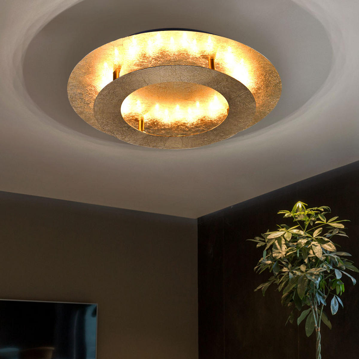 LED DECKENLEUCHTE Gold - Goldfarben, Metall (40/40/8cm)