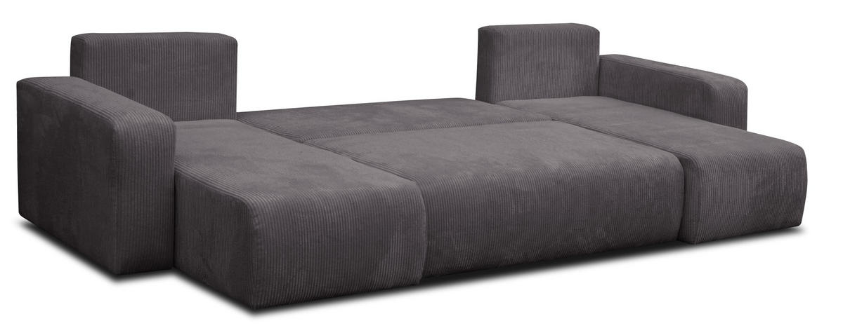 WOHNLANDSCHAFT LUNA U-FORM mit Schlaffunktion und Bettkasten (Dunkelgrau) - Dunkelgrau, Textil (312/83/142cm) - VENASI MÖBEL
