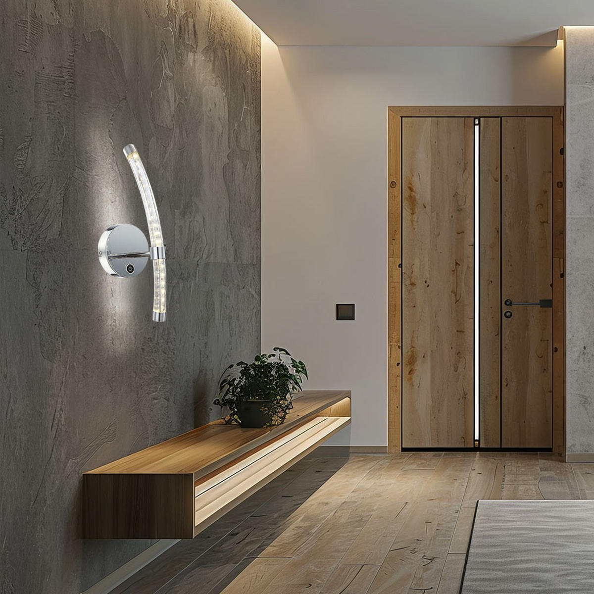 LED WANDLEUCHTE HYPERION Silber Glas - Silberfarben, Glas (12/37/14.2cm) - Globo Lighting