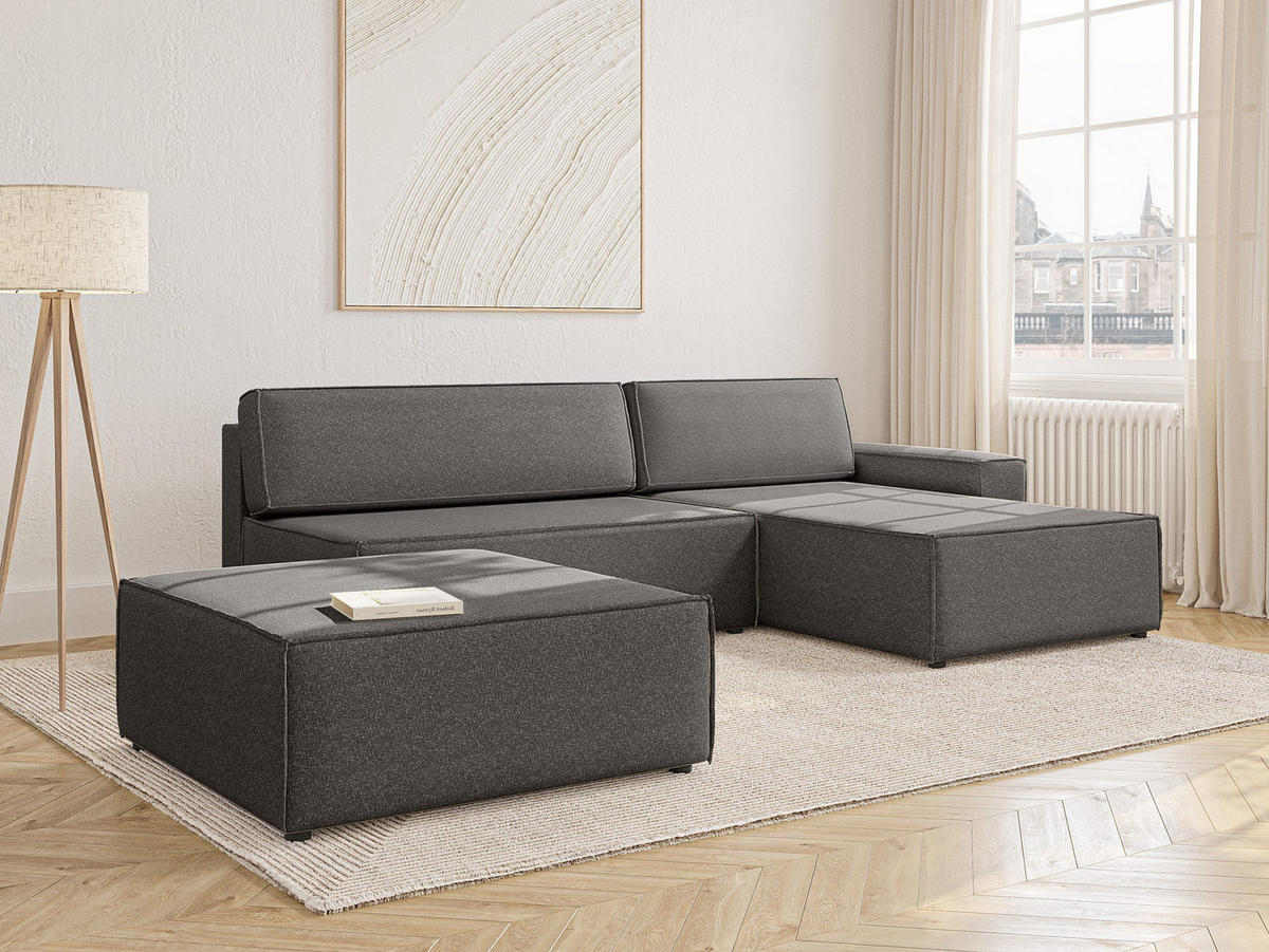 ECKSOFA Lummo La mit Schlaffunktion, Graphit - Graphitfarben, Textil (363/185cm) - Fedve