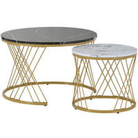 COUCHTISCH Schwarz/Weiß 2er-Set 70/70/45 cm - Schwarz, Holzwerkstoff (70/70/45cm) - PANGIVO