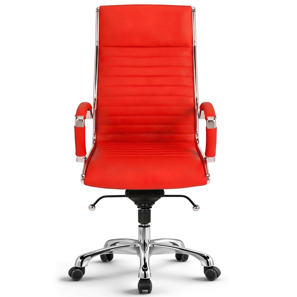 BÜROSTUHL Montreal Echtleder Rot – ergonomisch, 150 kg belastbar, Sitzhöhe 46-54cm - Rot, Leder/Metall (60/115/60cm) - Versee
