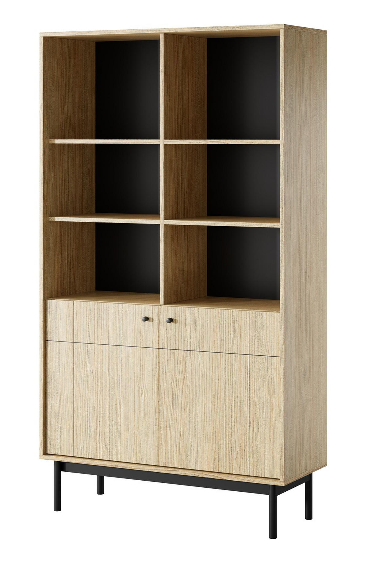 REGAL Linea R104 Nature Japandi Stil Sonoma Eiche - Multicolor, Holzwerkstoff (103.4/184.6/39cm) - Sepro Meble