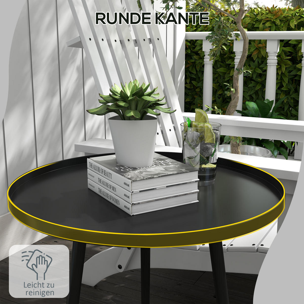 GARTEN BEISTELLTISCH, Schwarz, Stahl - Schwarz, Metall (40/40/50cm) - Outsunny