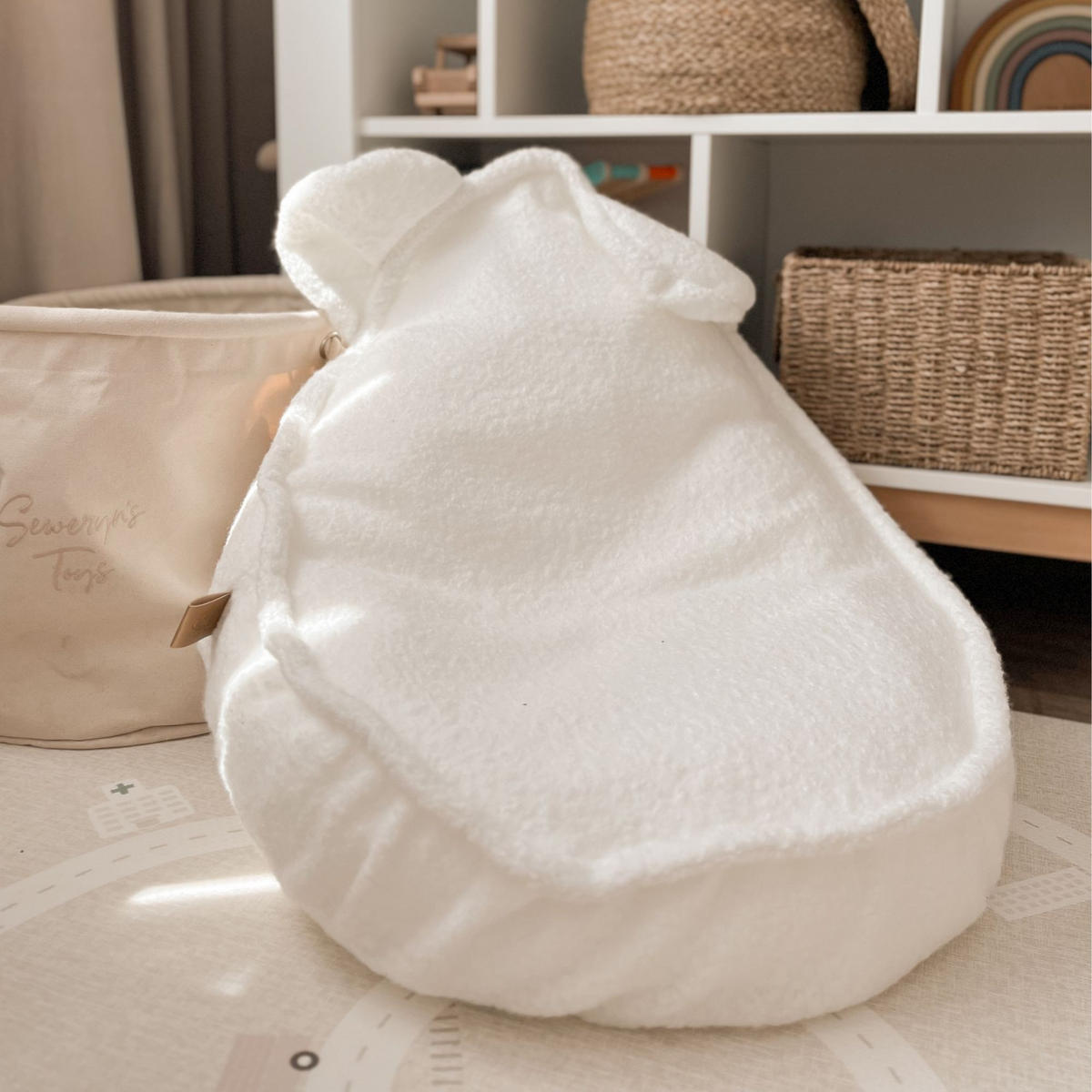 SITZSACK für Kinder, Bär, Boucle, Weiß - Weiß, Textil (58/50/67cm) - MeowBaby